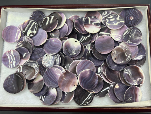 (Wholesale) Natural Wampum Round Shape Loose Piece 35mm