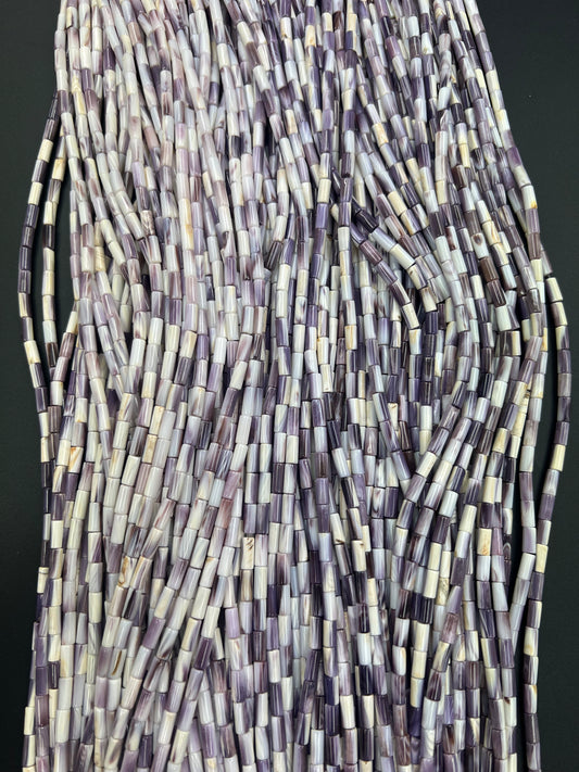 (Wholesale) Natural Wampum Tube Strand 4x8-9mm