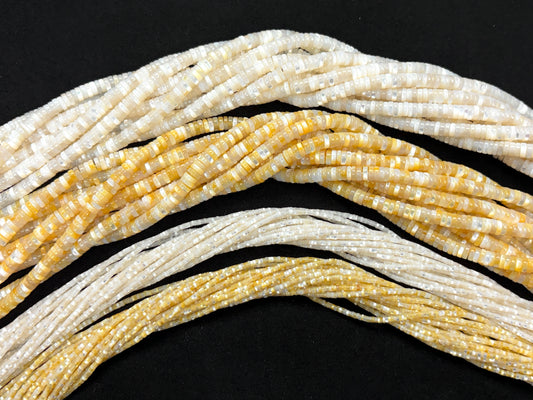 Mother Of Pearl Heishi Beads Strand  (White/Yellow)